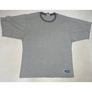 VINTAGE Russell Athletic T-shirt Men XL Gray Striped Short Sleeve USA 90s